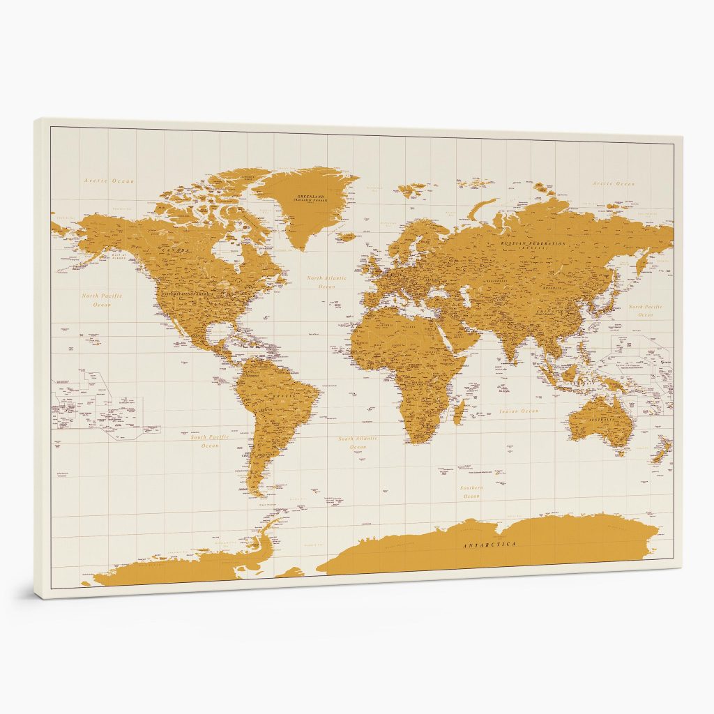 Push Pin World Map – Brown