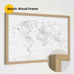 beach wood frame framed push pin world map 1MP