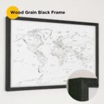 black wood grain framed push pin world map 1MP