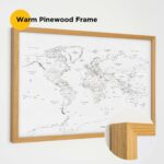 warm pinewood framed push pin world map 1MP