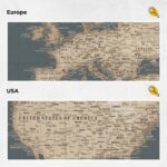 34P accurate world map wall art