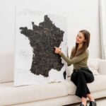 detailed map of france wall art black 4fr