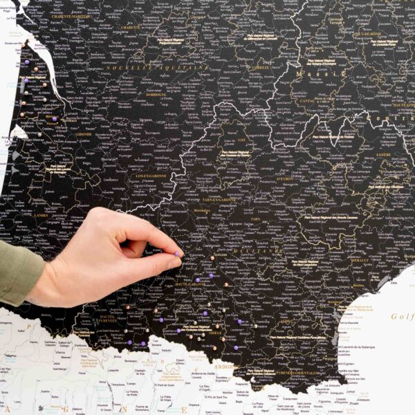 pinnable france map with pins on canvas black 4fr