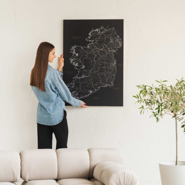 black modern ireland map home decor with pins 6ie