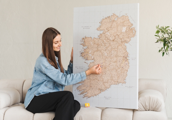 ireland travel print map with pins 3ie