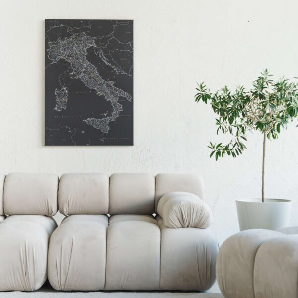 modern italy wall map decor with pins 6it