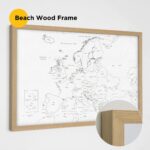 beach wood frame framed push pin europe map 1MEU