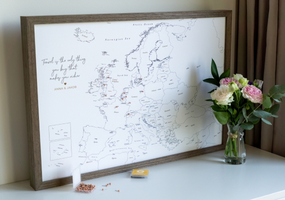 small mini europe travel map with pins pinboard 1MEU