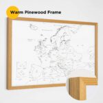 warm pinewood frame framed push pin europe map 1MEU