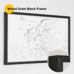 wood grain black frame framed push pin europe map 1MEU