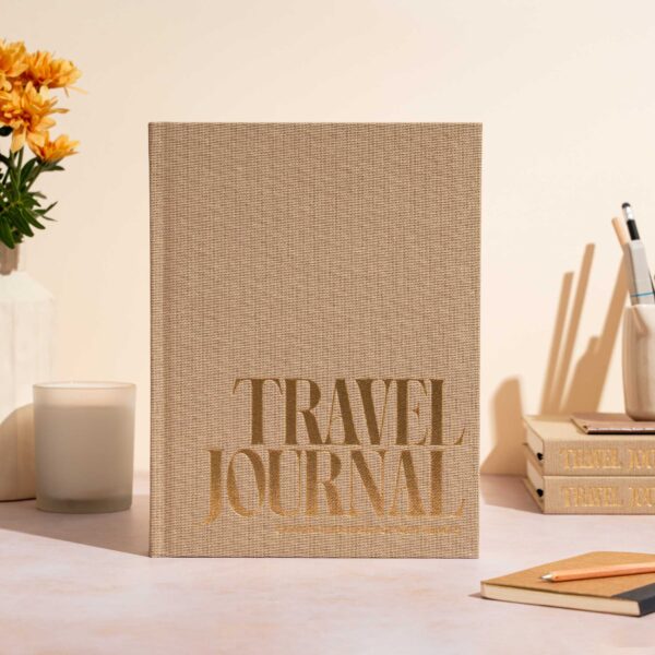 beige travel notebook