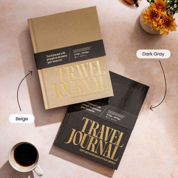 travel journal with prompts cover colors trip map